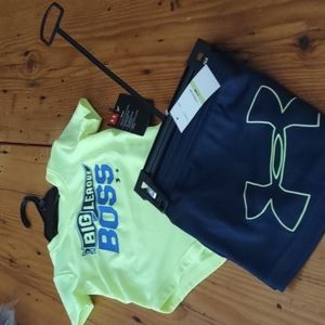 Nwt Under Armour sz 3/6 months short onesie tee outfit